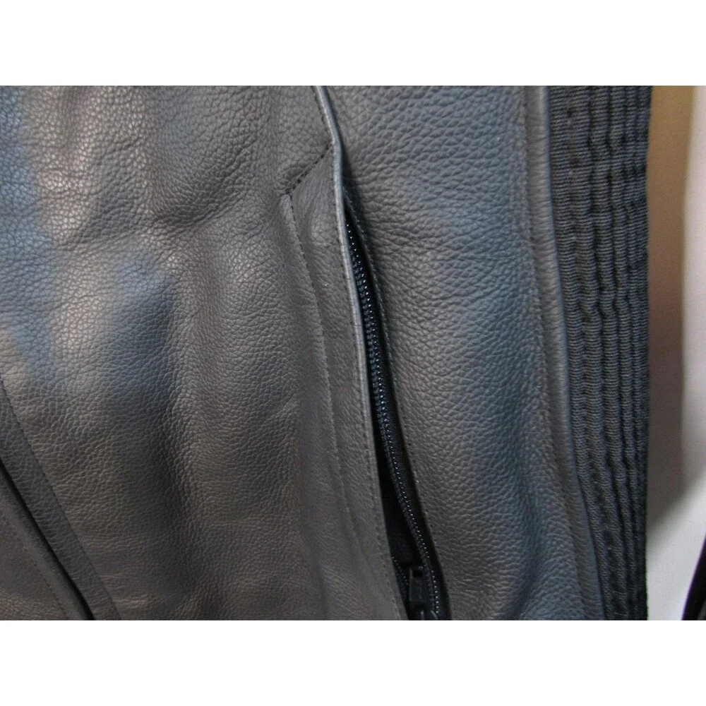 Triumph Leather Motorcycle Jacket Mens Medium Black Insulated Padded Lined - Picture 16 of 16
